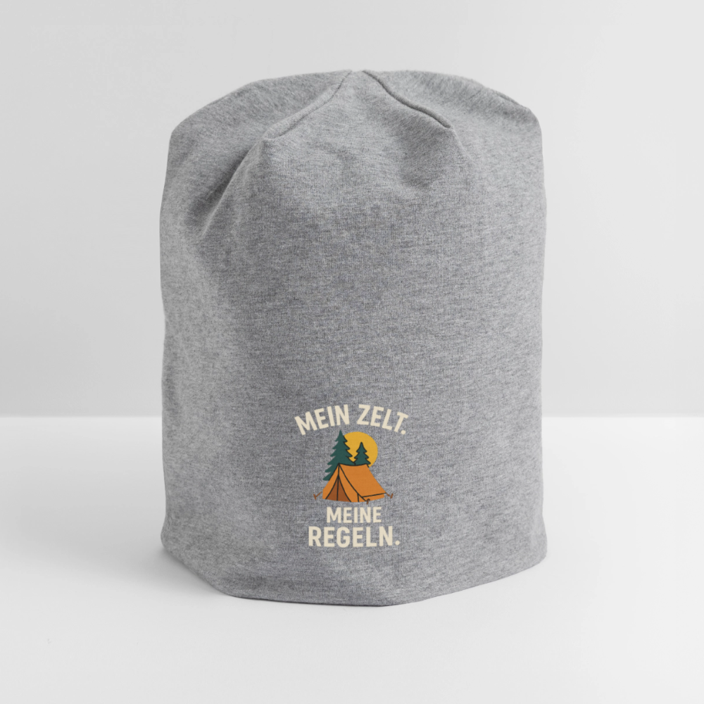 Mein Zelt. Meine Regeln. | Jersey-Beanie - Grau meliert