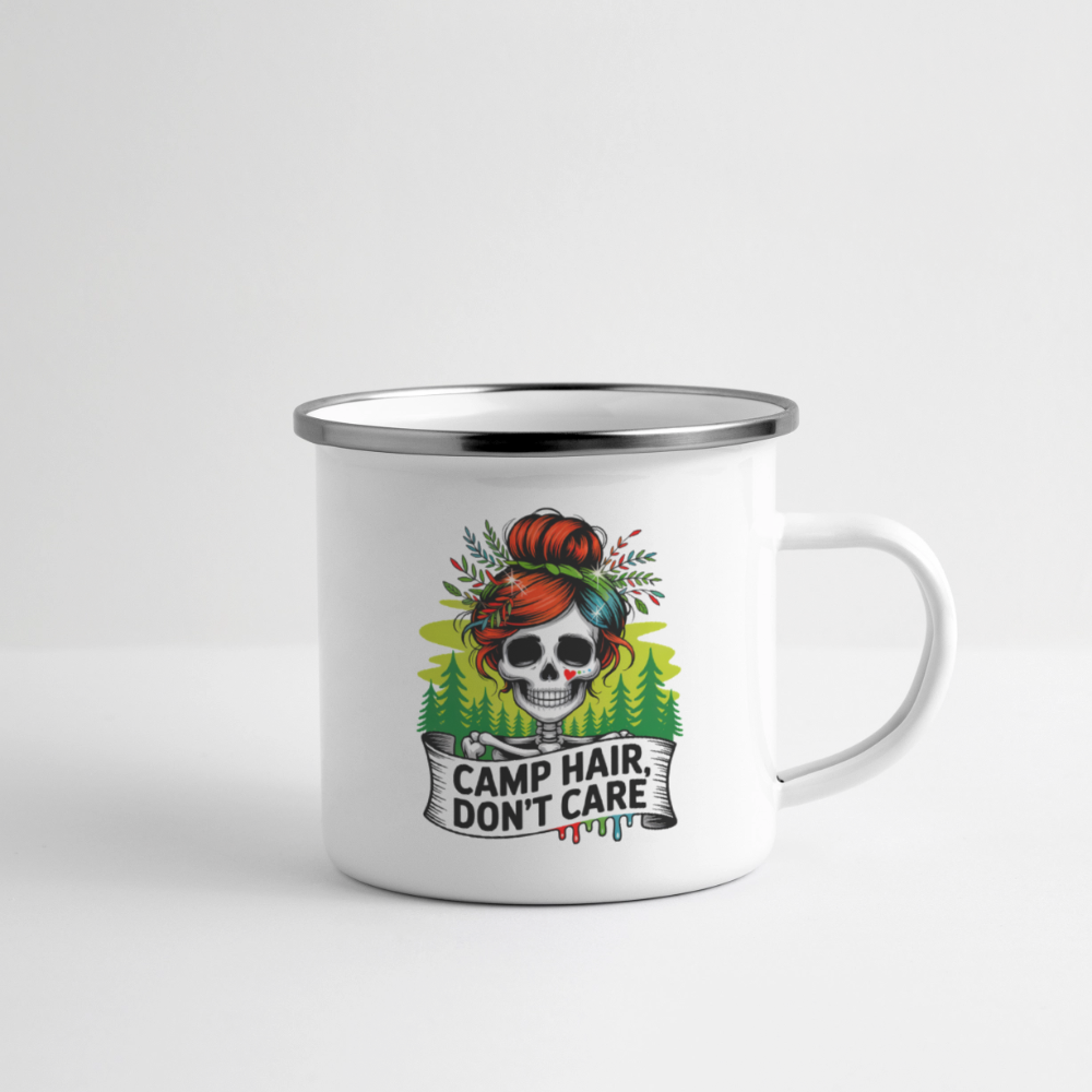 CAMP HAIR, DON´T CARE | Emaille-Tasse - Weiß