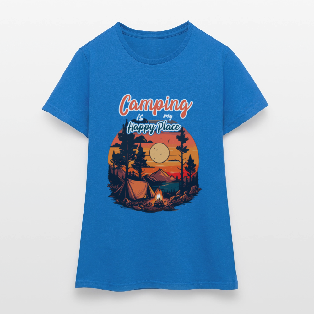 CAMPING IS MY HAPPY PLACE | Frauen T-Shirt - Royalblau