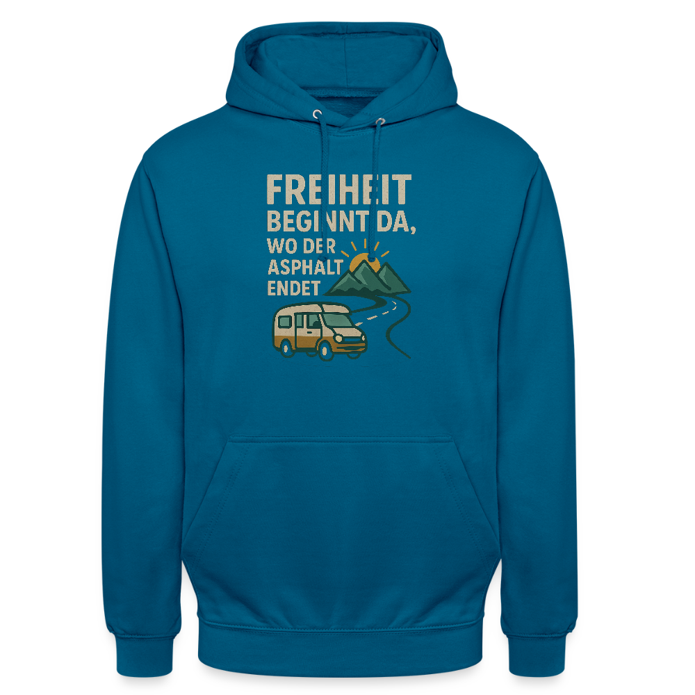 Freiheit beginnt da, wo der Asphalt endet | Unisex Hoodie - Tiefseeblau