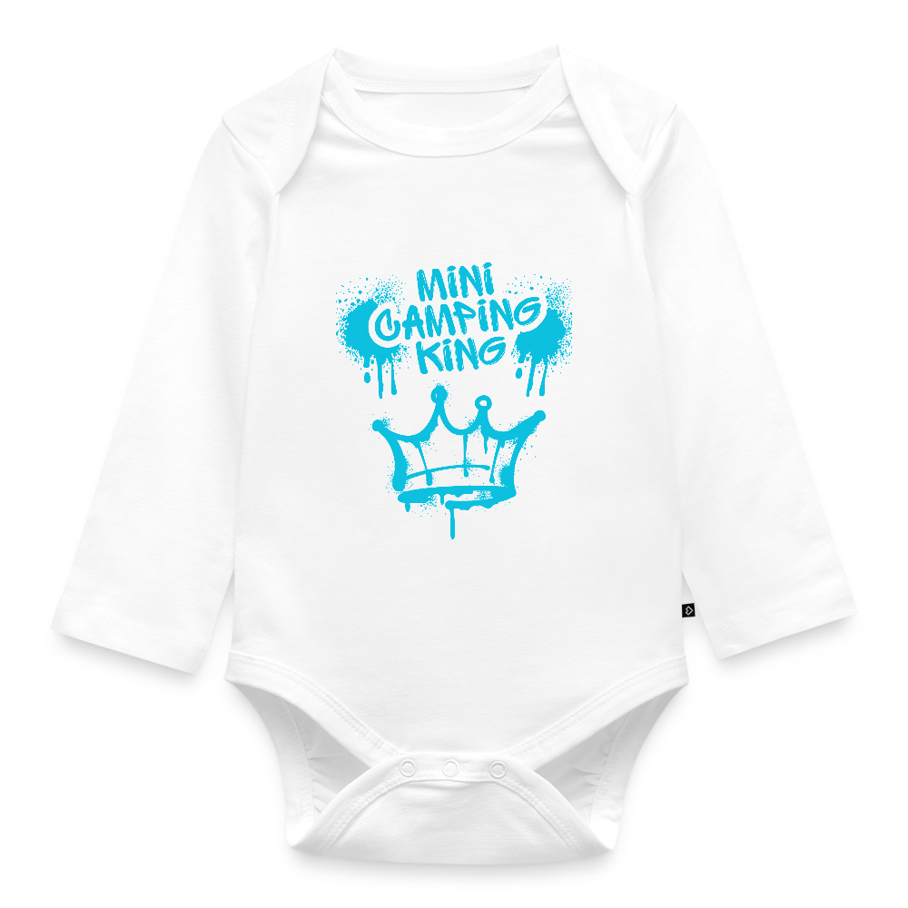 MINI CAMPING KING | Baby Bio-Langarm-Body - Weiß