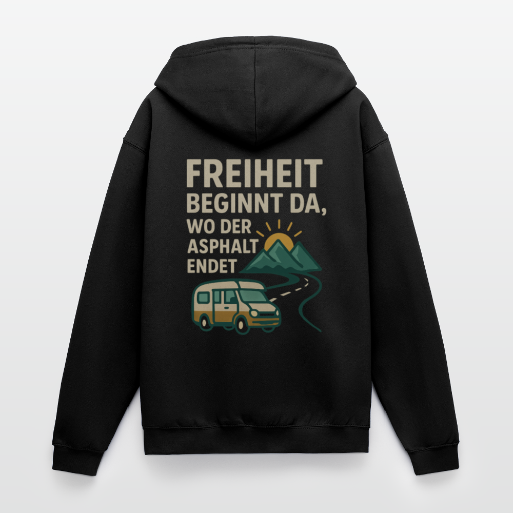 Freiheit beginnt da, wo der Asphalt endet | Unisex Kapuzenjacke - Schwarz