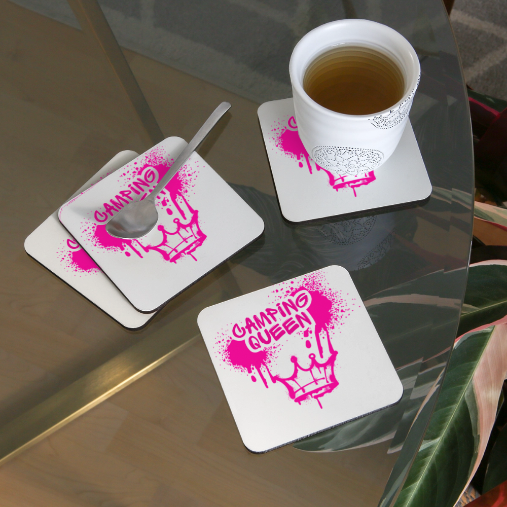 CAMPING QUEEN | Untersetzer (4er-Set) - Weiß