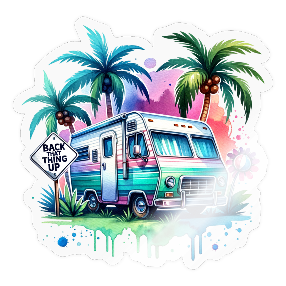 Wohnmobil unter Palmen | Sticker - Transparent glänzend