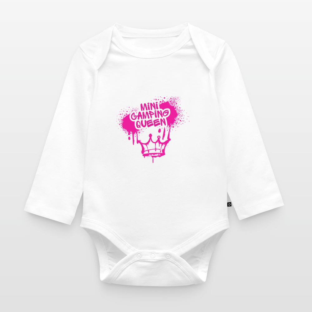 MINI CAMPING QUEEN | Baby Bio-Langarm-Body - Weiß