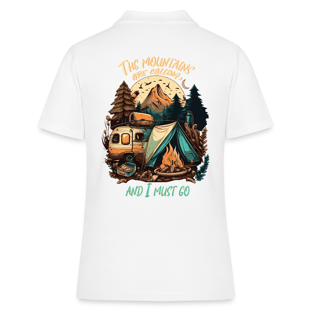 THE MOUNTAINS ARE CALLING | Frauen Polo Shirt - Weiß