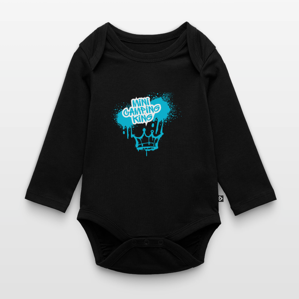 MINI CAMPING KING | Baby Bio-Langarm-Body - Schwarz