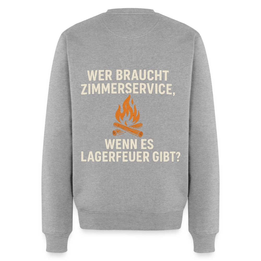 Wer braucht Zimmerservice, wenn es Lagerfeuer gibt? | Männer Premium Pullover - Grau meliert