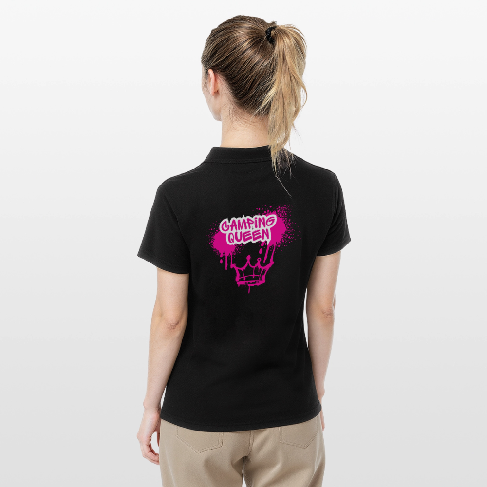 CAMPING QUEEN | Frauen Polo Shirt - Schwarz