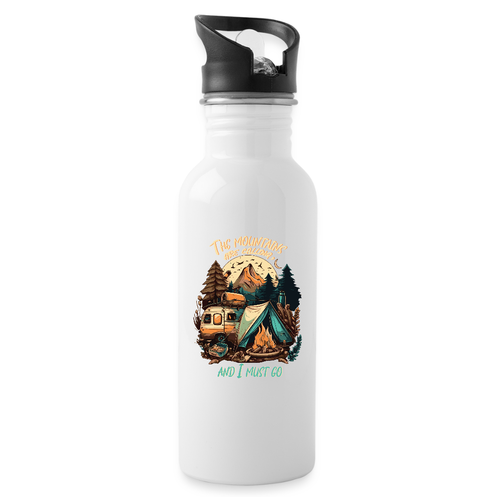THE MOUNTAINS ARE CALLING | Trinkflasche - Weiß