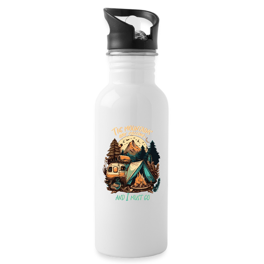 THE MOUNTAINS ARE CALLING | Trinkflasche - Weiß