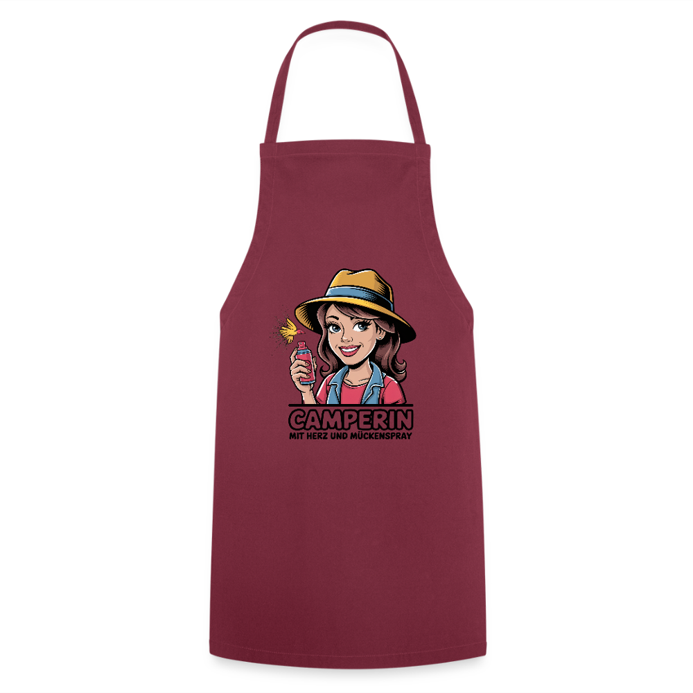 Camperin mit Herz und Mückenspray I Kochschürze - Bordeaux