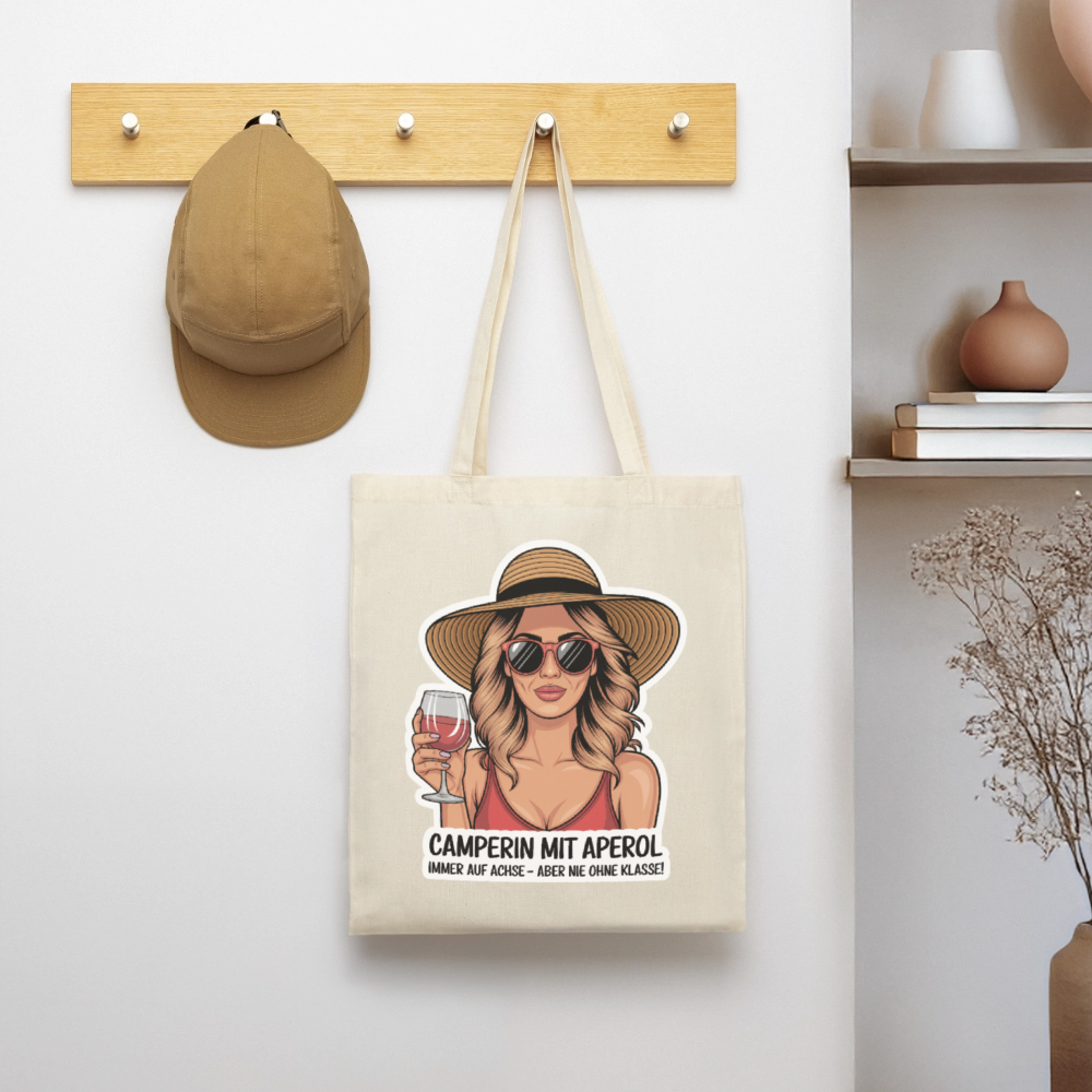 Camperin mit Aperol I Stoffbeutel - Natur