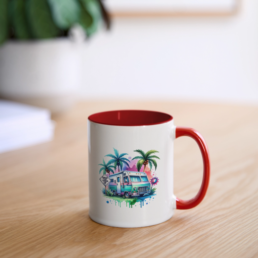 Wohnmobil unter Palmen | Tasse zweifarbig - Weiß/Rot