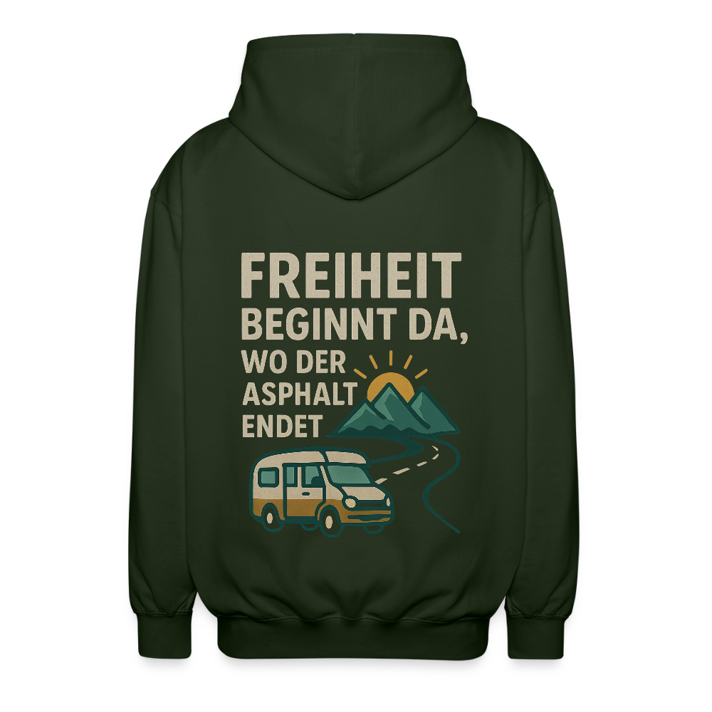 Freiheit beginnt da, wo der Asphalt endet | Unisex Kapuzenjacke - Forstgrün 