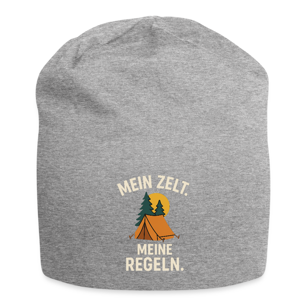 Mein Zelt. Meine Regeln. | Jersey-Beanie - Grau meliert