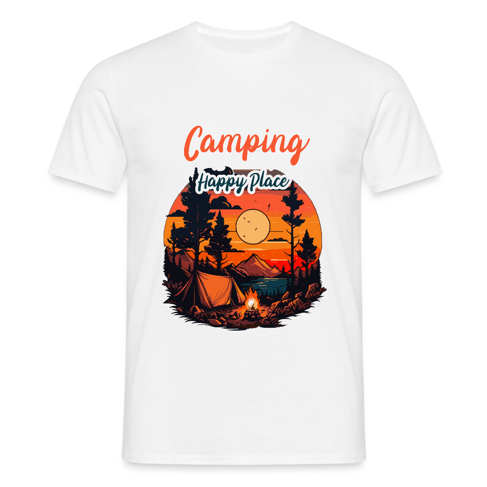 CAMPING IS MY HAPPY PLACE | Männer T-Shirt - Weiß