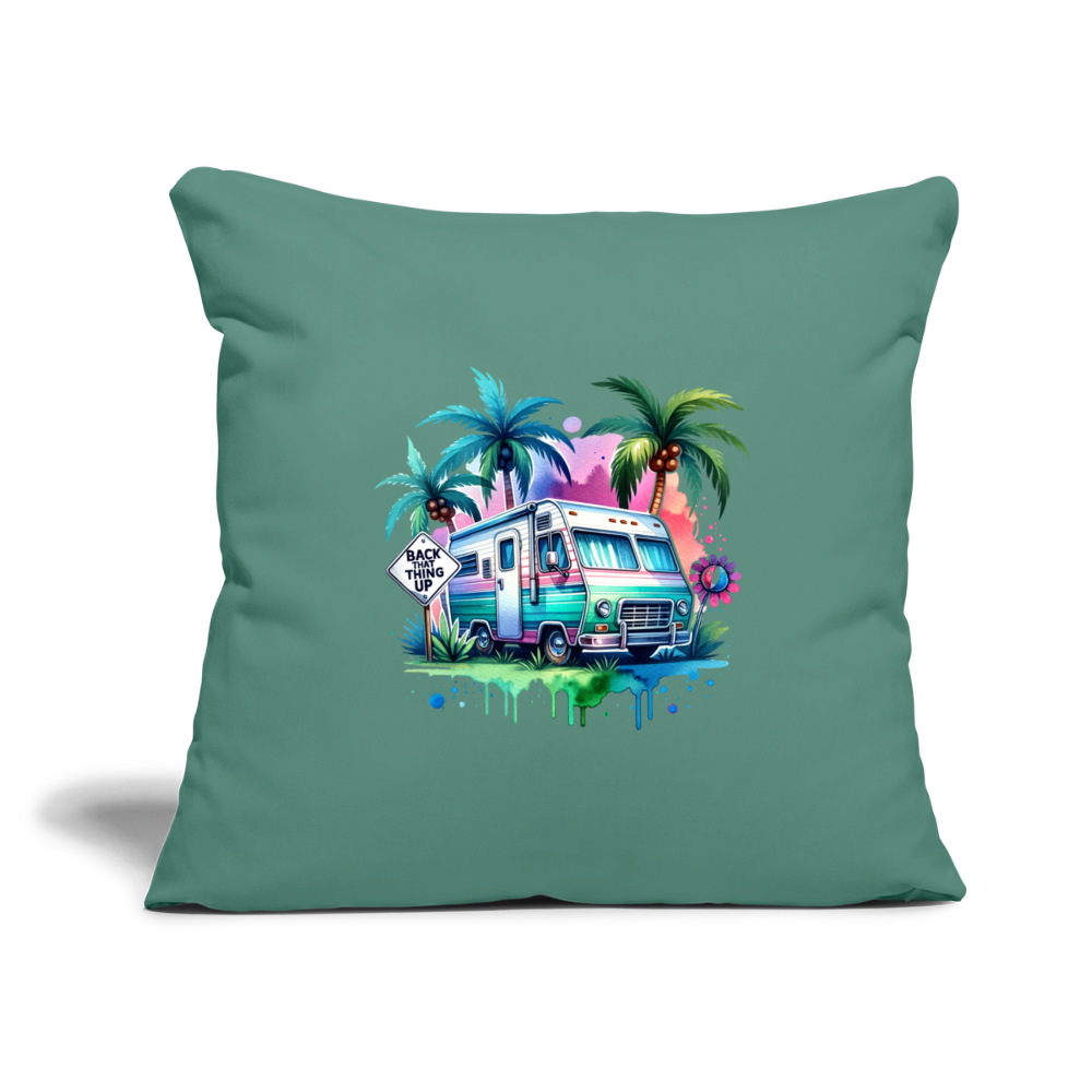 Wohnmobil unter Palmen | Sofakissenbezug 44 x 44 cm - Tanngrün