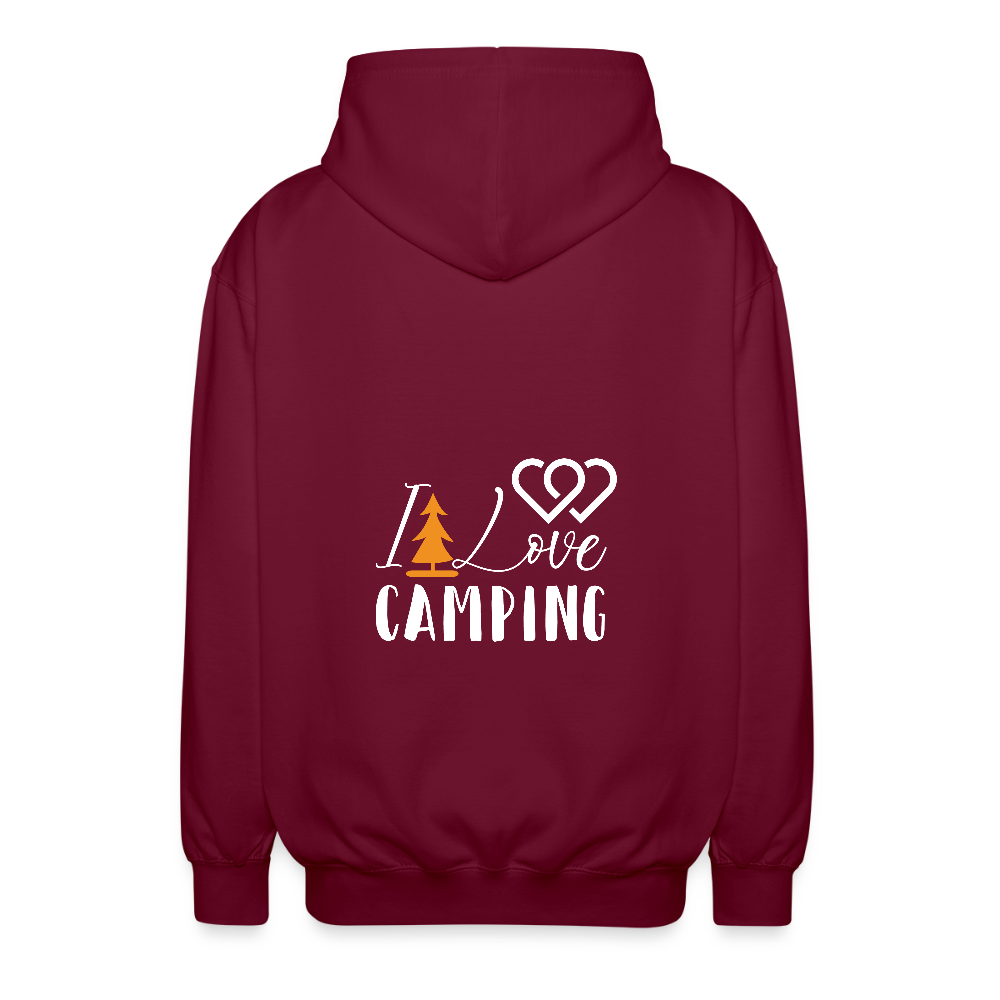 I LOVE CAMPING | Unisex Kapuzenjacke - Bordeaux