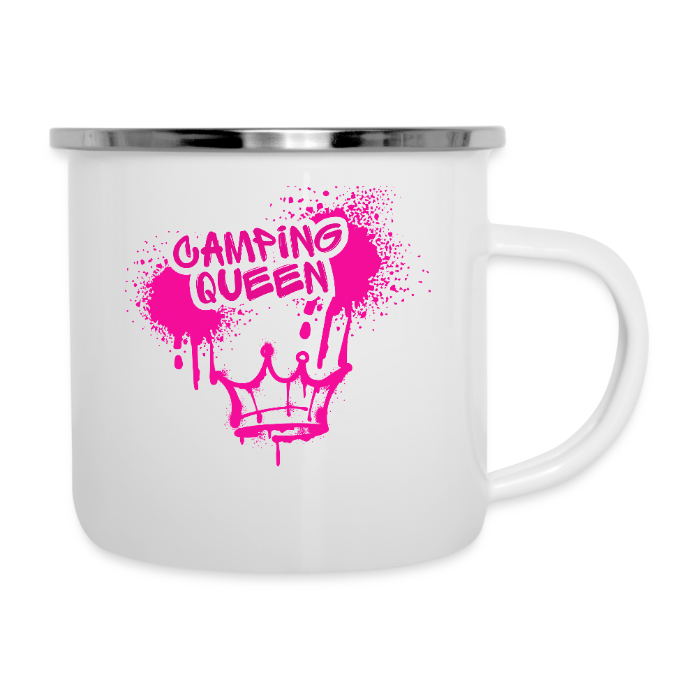 CAMPING QUEEN | Emaille-Tasse - Weiß