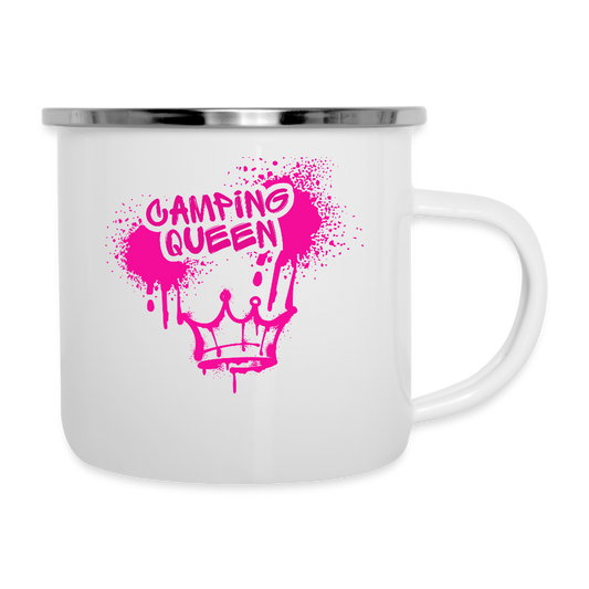 CAMPING QUEEN | Emaille-Tasse - Weiß