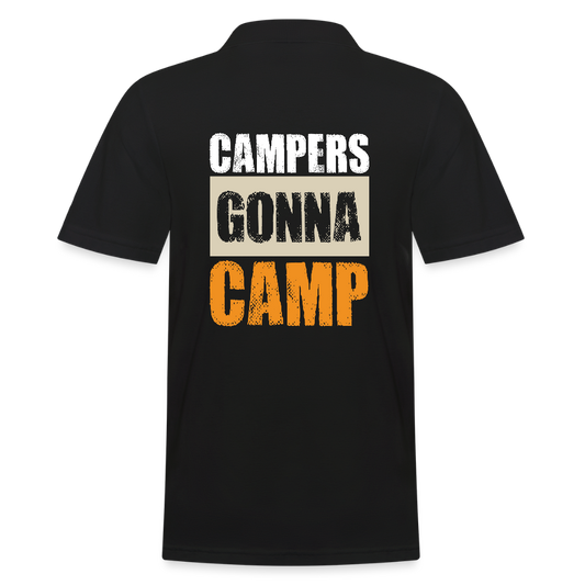 CAMPERS GONNA CAMP | Männer Poloshirt - Schwarz