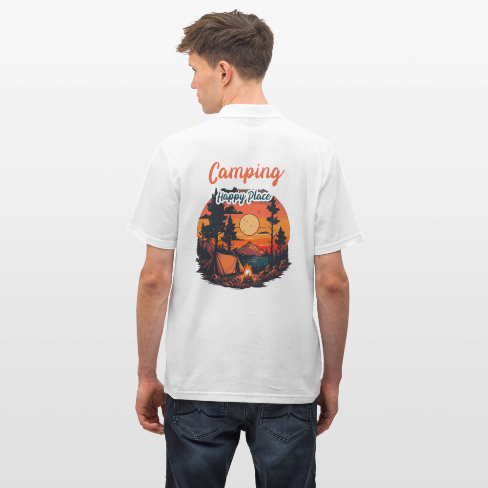 CAMPING IS MY HAPPY PLACE | Männer Poloshirt - Weiß