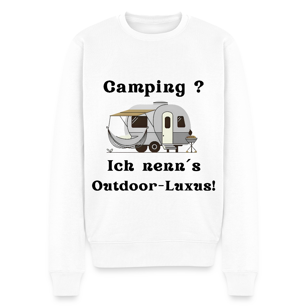 Camping? ich nenn´s Outdoor - Luxus | Männer Premium Pullover - Weiß