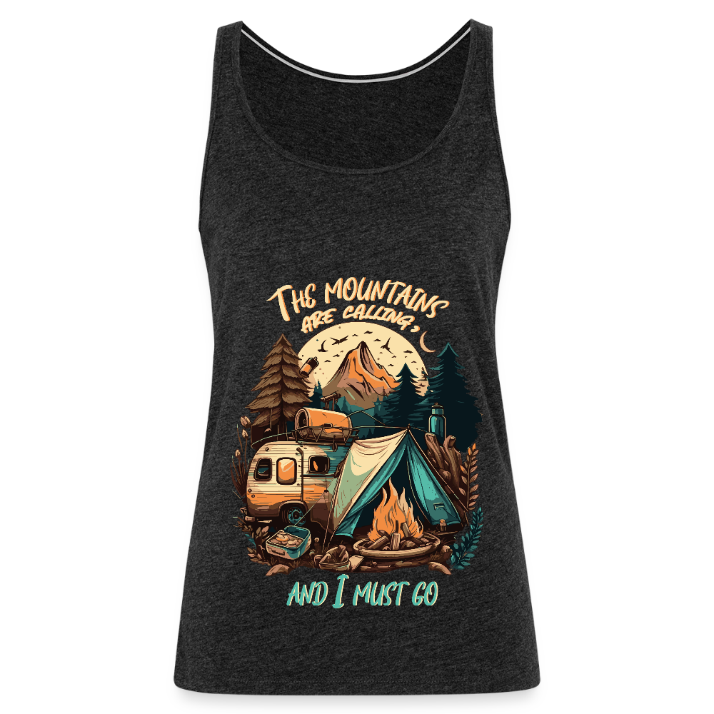 THE MOUNTAINS ARE CALLING | Frauen Premium Tank Top - Anthrazit