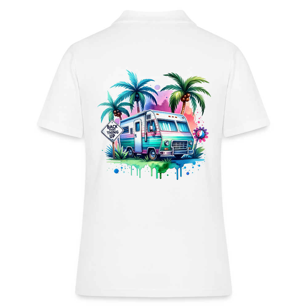 Wohnmobil unter Palmen | Frauen Polo Shirt - Weiß