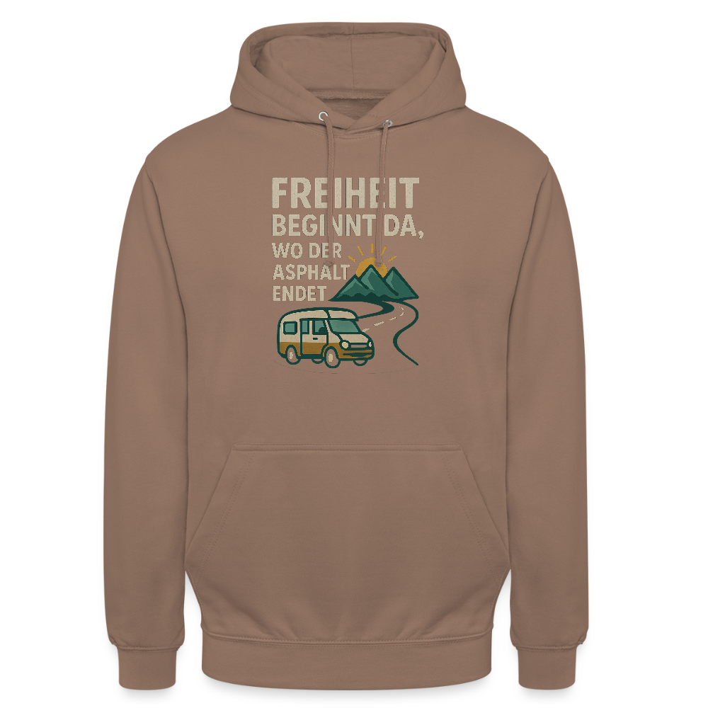 Freiheit beginnt da, wo der Asphalt endet | Unisex Hoodie - Mokka