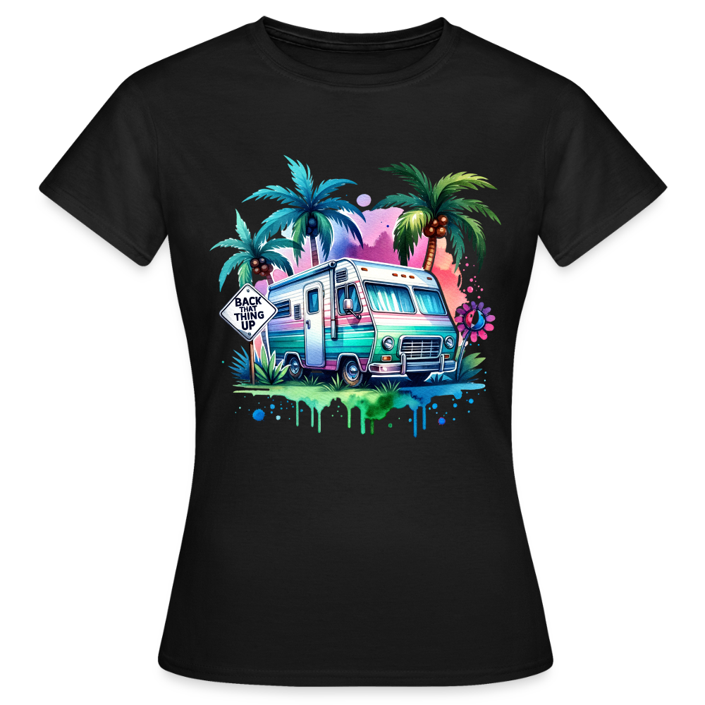 Wohnmobil unter Palmen | Frauen T-Shirt - Schwarz