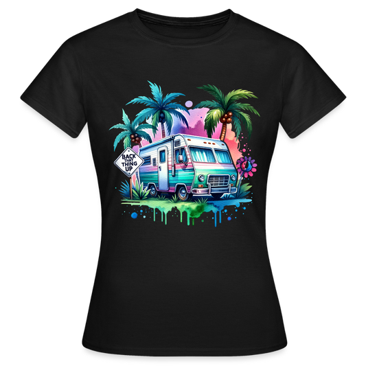 Wohnmobil unter Palmen | Frauen T-Shirt - Schwarz