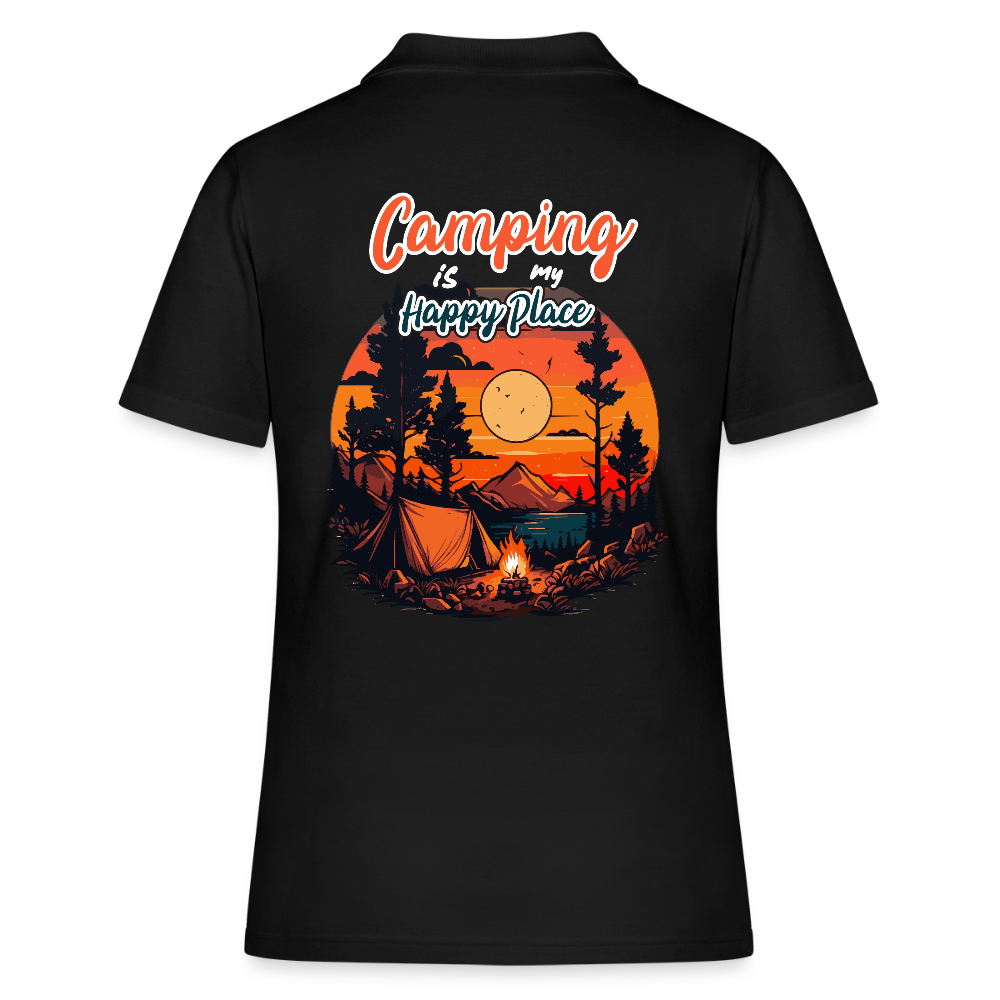 CAMPING IS MY HAPPY PLACE | Frauen Polo Shirt - Schwarz
