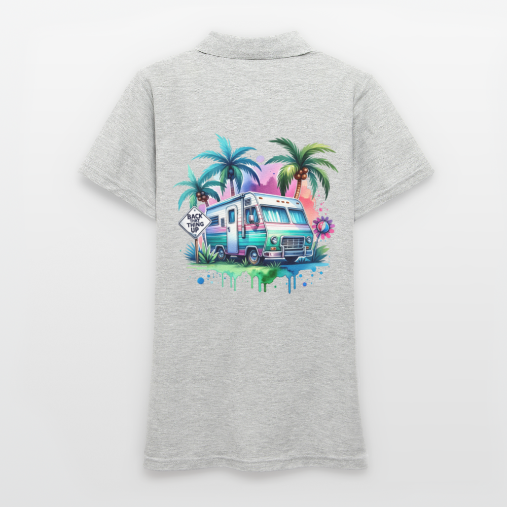 Wohnmobil unter Palmen | Frauen Polo Shirt - Grau meliert
