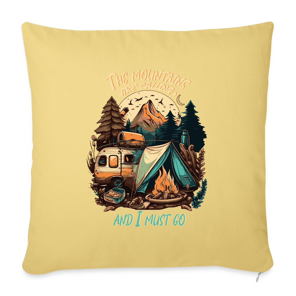 THE MOUNTAINS ARE CALLING | Sofakissenbezug 44 x 44 cm - Hellgelb