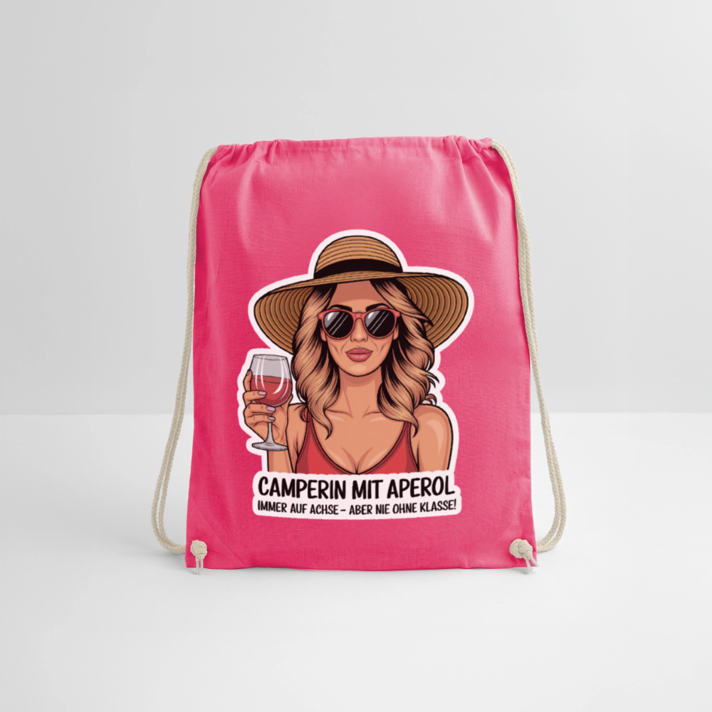 Camperin mit Aperol I Turnbeutel - Fuchsia