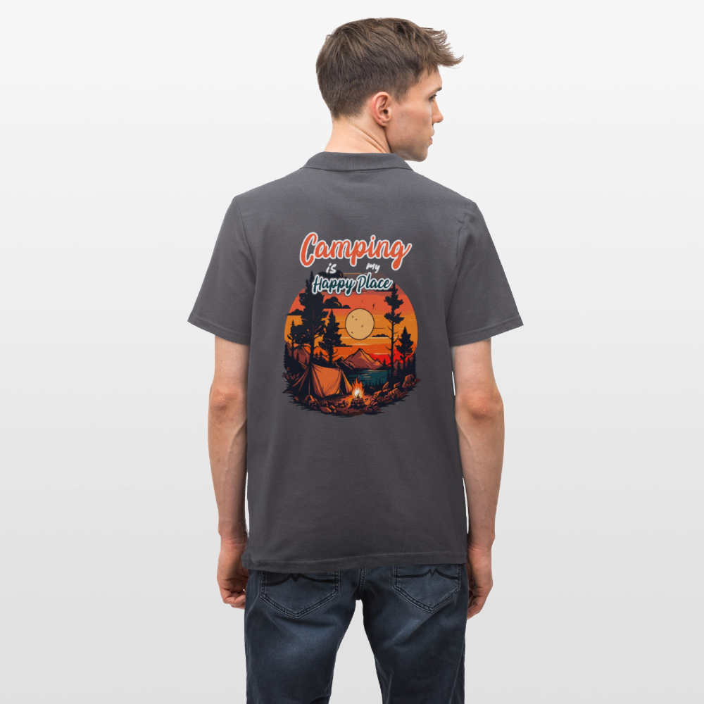 CAMPING IS MY HAPPY PLACE | Männer Poloshirt - Anthrazit