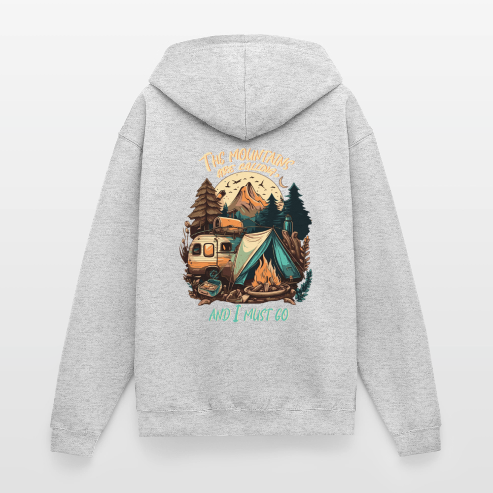 THE MOUNTAINS ARE CALLING | Unisex Kapuzenjacke - Hellgrau meliert