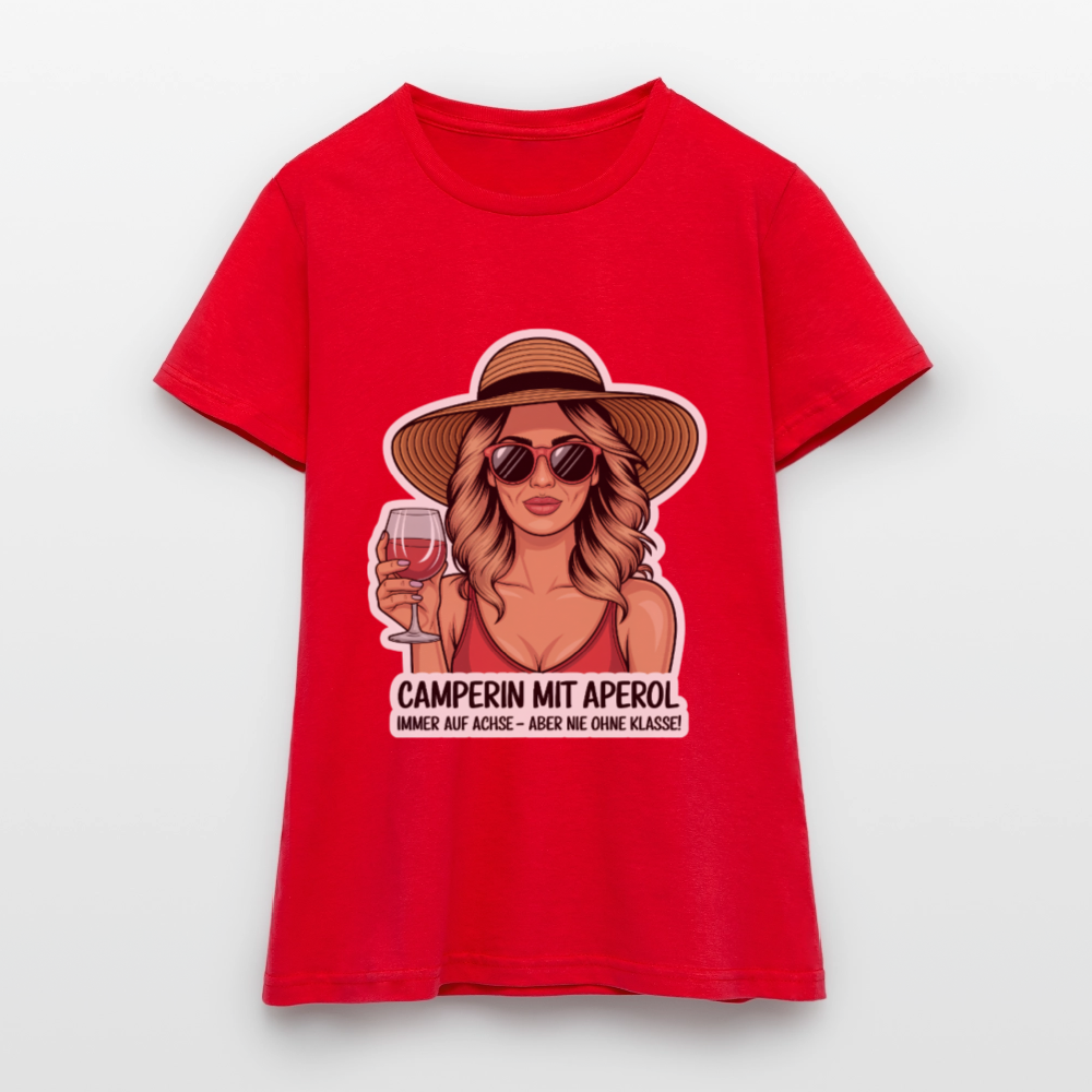 Camperin mit Aperol I Frauen T-Shirt - Rot