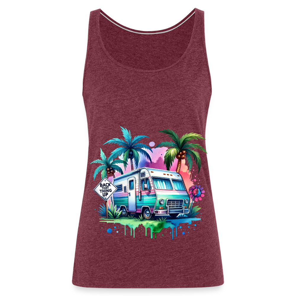 Wohnmobil unter Palmen | Frauen Premium Tank Top - Bordeauxrot meliert