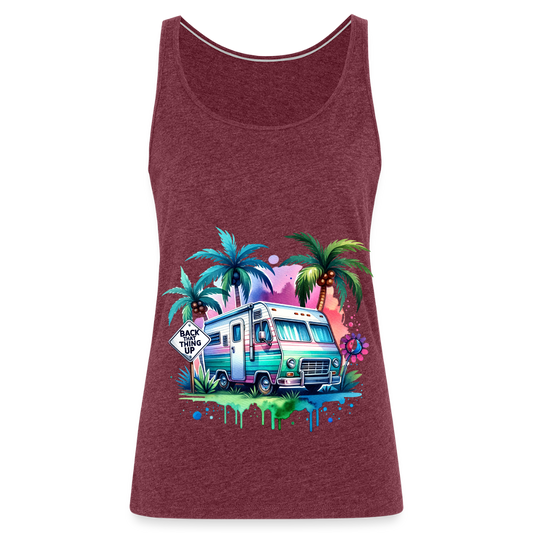 Wohnmobil unter Palmen | Frauen Premium Tank Top - Bordeauxrot meliert