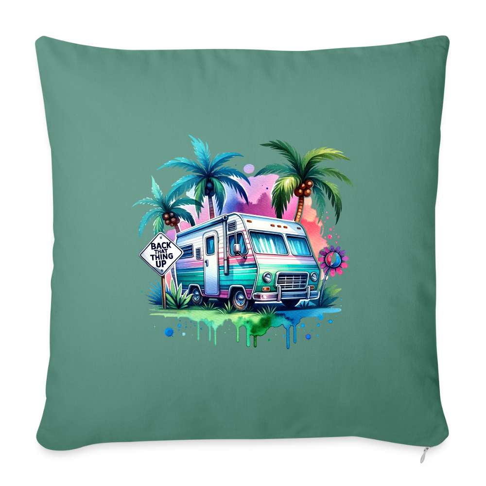 Wohnmobil unter Palmen | Sofakissenbezug 44 x 44 cm - Tanngrün