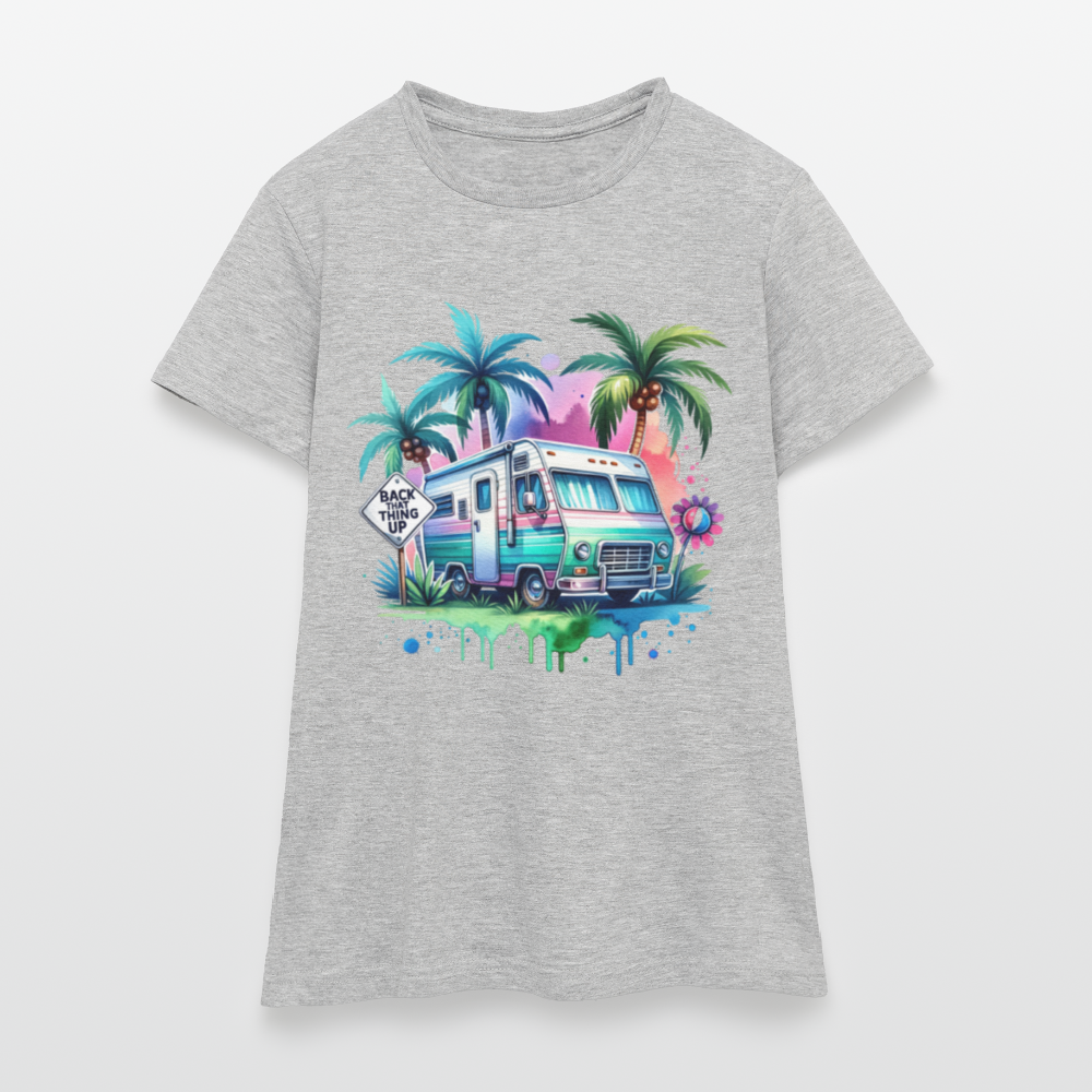 Wohnmobil unter Palmen | Frauen T-Shirt - Grau meliert
