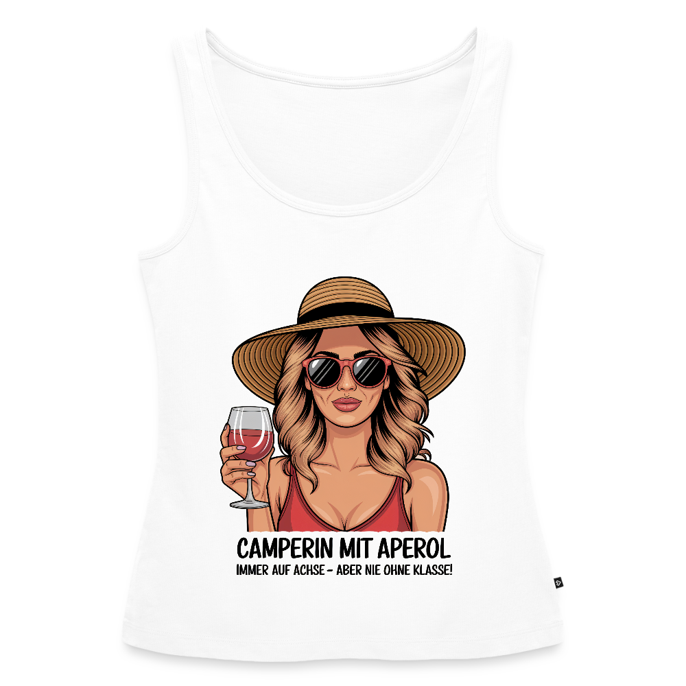 Camperin mit Aperol I Frauen Tank Top - Weiß