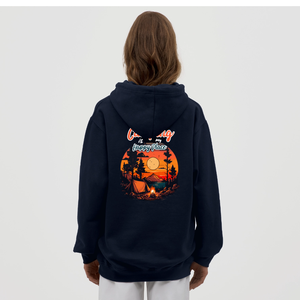 CAMPING IS MY HAPPY PLACE | Unisex Hoodie - Navy