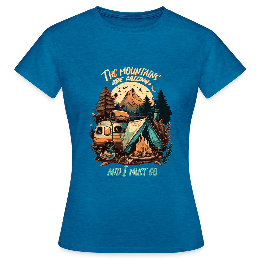 THE MOUNTAINS ARE CALLING | Frauen T-Shirt - Antikblaues Saphir meliert