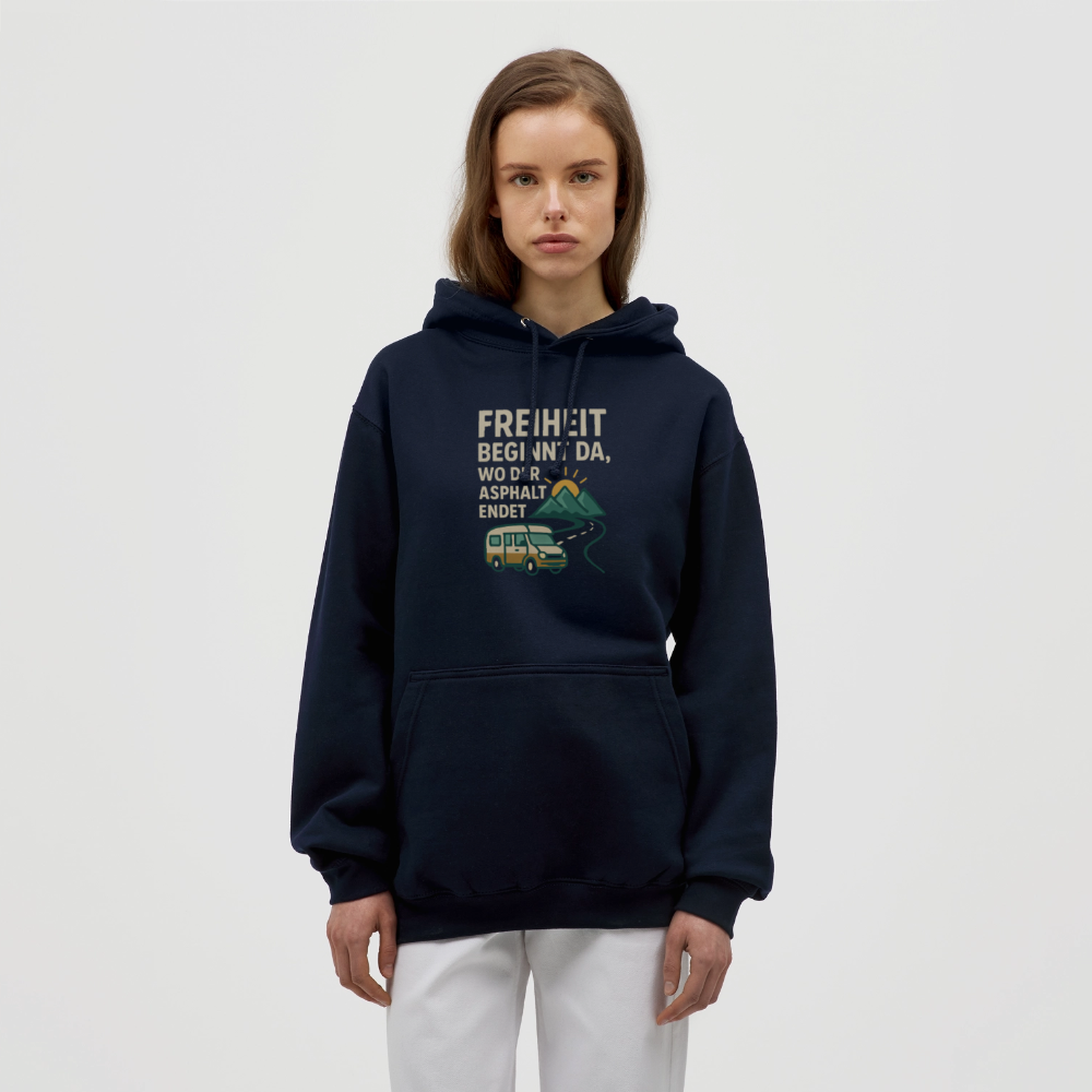 Freiheit beginnt da, wo der Asphalt endet | Unisex Hoodie - Navy