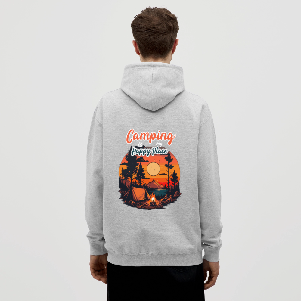 CAMPING IS MY HAPPY PLACE | Unisex Hoodie - Hellgrau meliert