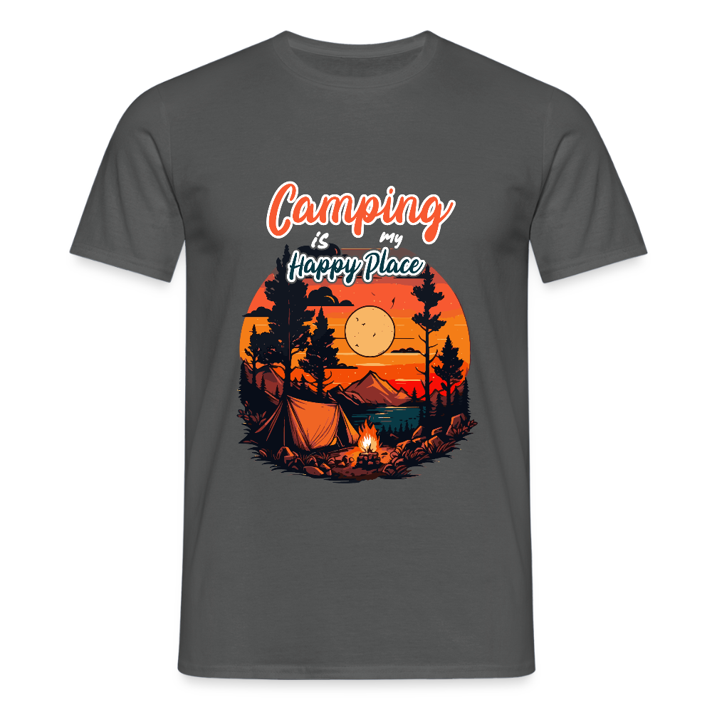 CAMPING IS MY HAPPY PLACE | Männer T-Shirt - Anthrazit